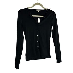 NWT Madewell Black Ribbed Button-Front Cardigan Size XXS